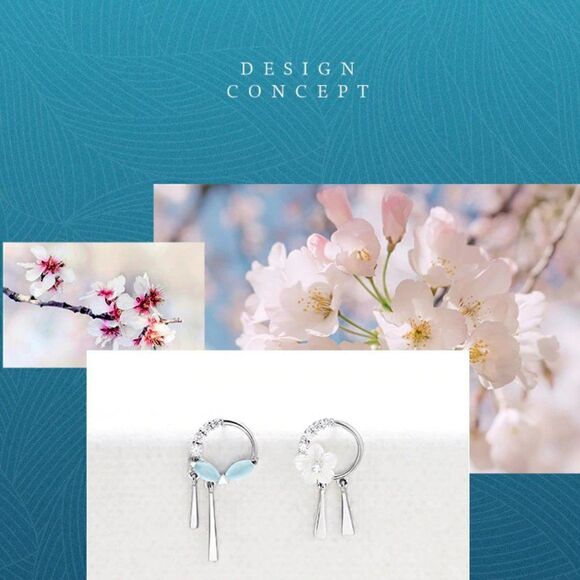 Sterling Silver Asymmetrical Pearl Flower Earrings - Picture 6 of 9